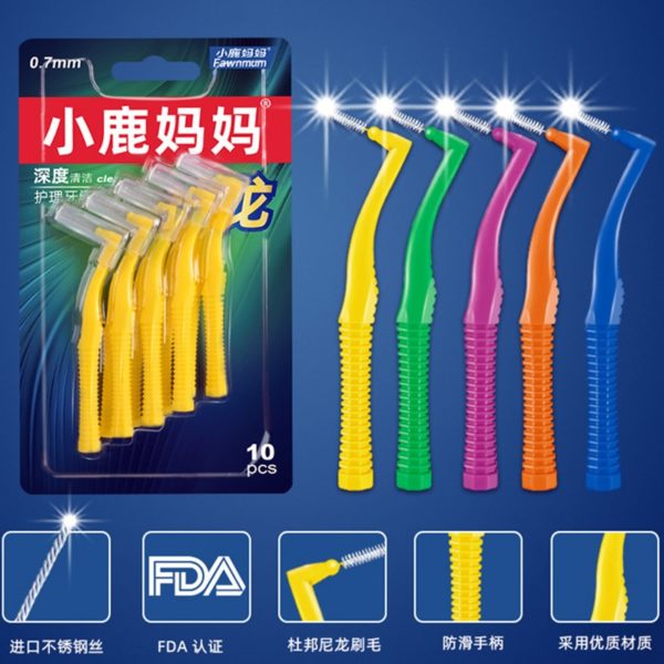 10PCS Interdental Brushes L Shape Push-Pull Interdental Brush Cleaner Dental Teeth Brush Orthodontic Toothpick Oral Hygiene Care - Image 2