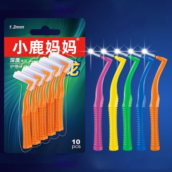 10PCS Interdental Brushes L Shape Push-Pull Interdental Brush Cleaner Dental Teeth Brush Orthodontic Toothpick Oral Hygiene Care