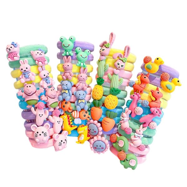 10pcs/set Animal Fruit Nylon Elastic Hair Bands Ponytail Holder for Girls Baby Rubber Gum Scrunchies Children Hair Accessories - Image 4