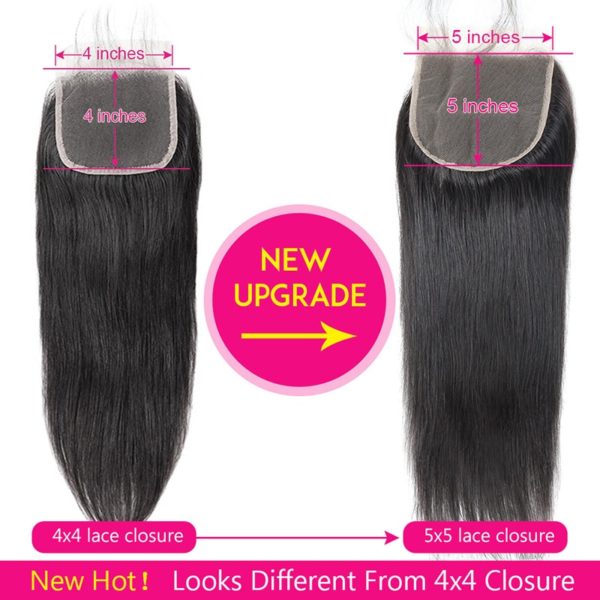 18 20 Inch 6x6 5x5 4x4 Lace Closure Only Remy 100% Human Hair 2x6 Peruvian Straight 613 Closure Pre Plucked - Image 5