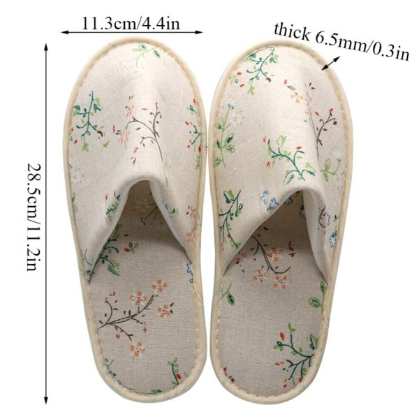 1PC Hotel Disposable Slippers Women Fashion Printed Linen Slippers Home Guest Flip Flop Beauty Wedding Room Salon Slippers - Image 6