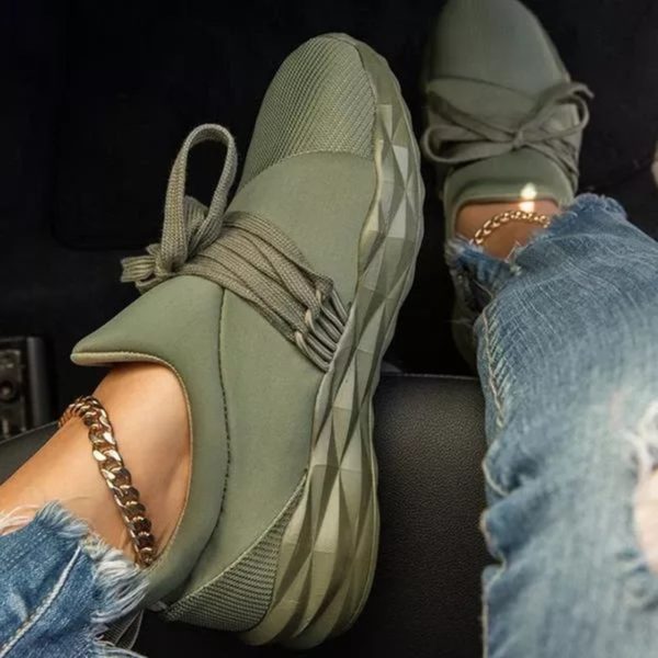 2020 Fashion Army Green Sneakers Women Sport Shoes Lace-up Running Athletic Zapatos De Mujer Female Flats Platform Sneakers - Image 4