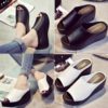 2020 Fashion Women Sandals Platform Wedge PU Leather Mules Open Toe Slides Shoes Summer Large Size Solid Black White Sandals - Image 3