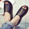 2020 Fashion Women Sandals Platform Wedge PU Leather Mules Open Toe Slides Shoes Summer Large Size Solid Black White Sandals - Image 6