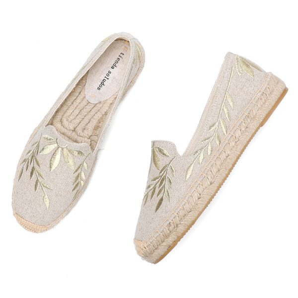 2020 Hot Sale Real Flat Platform Hemp Rubber Slip-on Casual Floral Zapatillas Mujer Sapatos Womens Espadrilles Flat Shoes - Image 6