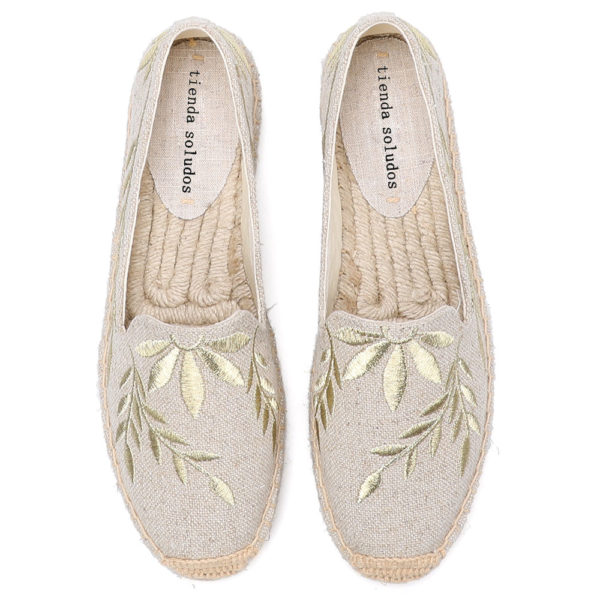 2020 Hot Sale Real Flat Platform Hemp Rubber Slip-on Casual Floral Zapatillas Mujer Sapatos Womens Espadrilles Flat Shoes