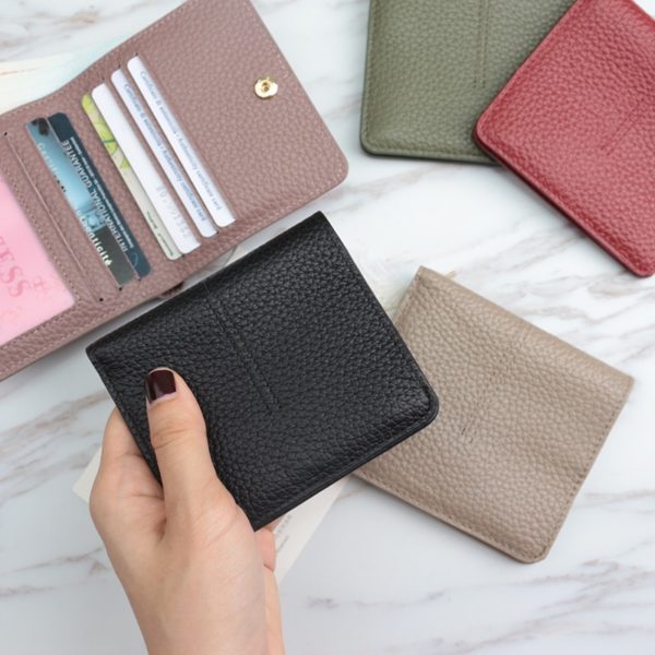 2020 New arrival genuine cow leather slim card holder wallet ladies simple fashion Cowhide credit card holder - Image 2