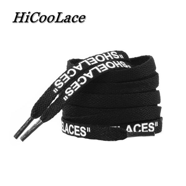 2021 Bestselling Printing Shoe Laces 47"/55"/63" Silicone Printed "SHOELACES" Flat Boot Laces Fashion OW Shoelaces for Sneakers