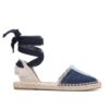 2021 New Top Denim T-strap Flat With Cotton Fabric Open Sandalias Mujer Sandals Sapatos Mulher Womens Espadrilles Flat Shoes - Image 4