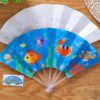 21cm Painting Summer Fan DIY Toys For Children Cartoon Animal Color Graffiti Origami Fan Art Craft Toy Creative Drawing Kids