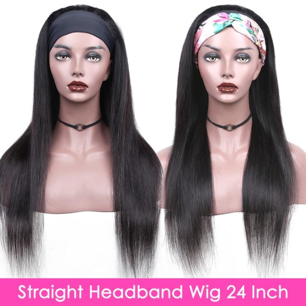 30 Inch Headband Wig Human Hair Wigs For Black Women Straight Brazilian Machine Made Remy Natural Color Wigs 130% Density - Image 3