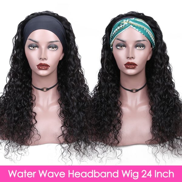 30 Inch Water Wave Headband Wig Human Hair Wigs For Black Women Brazilian Machine Made Remy Natural Color Hair 130% Density - Image 3