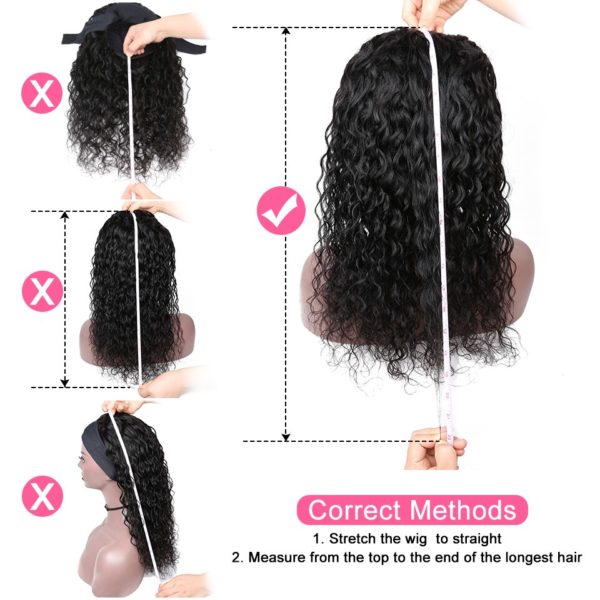 30 Inch Water Wave Headband Wig Human Hair Wigs For Black Women Brazilian Machine Made Remy Natural Color Hair 130% Density - Image 5