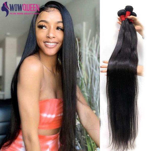 32 34 36 40 Bone Straight Hair Bundles WOWQUEEN 100% Human Hair Bundles Remy 30 Inch Bundles Soft Brazilian Hair Weave Bundles - Image 5
