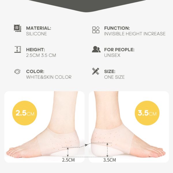 3ANGNI Invisible Height Increase Insoles Women Men Heel Pads Silicone Gel Lift Insole Dress In Socks Cracked Foot Skin Care Tool - Image 3