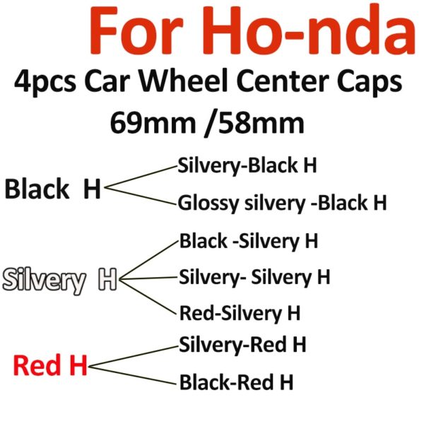 4PCS 69mm 6.9cm Wheel Center Cap Covers Red/Silver/Black Car Logo Emblem For CRV Civic Accord CITY Fit Pilot Crossroad