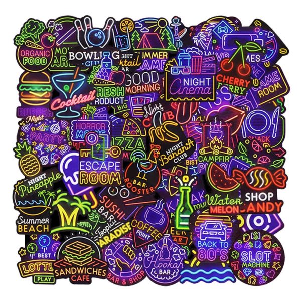 50 Pcs Cool Neon Stickers for Kids Toys Bicycle Phone Suitcase Guitar Bumper Skateboard Backpack JDM Graffiti Waterproof Sticker - Image 3