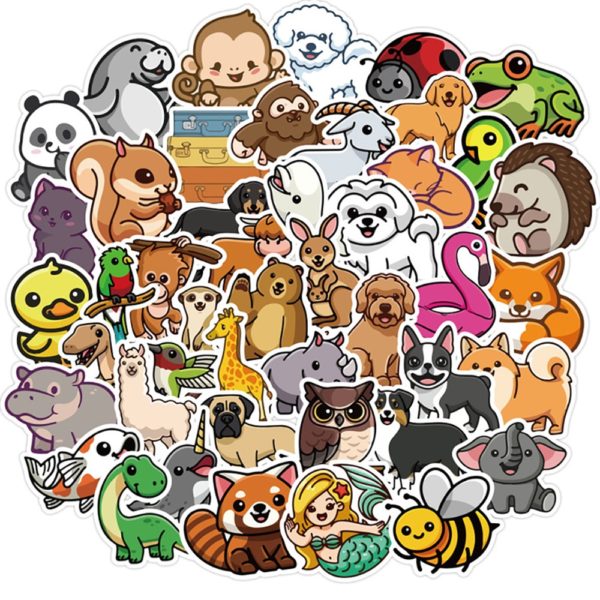 50PCS Kawaii Animal Cartoon Stickers Skateboard Fridge Phone Guitar Motorcycle Luggage Classic Toy Decal Sticker Fun for Kid Toy - Image 2