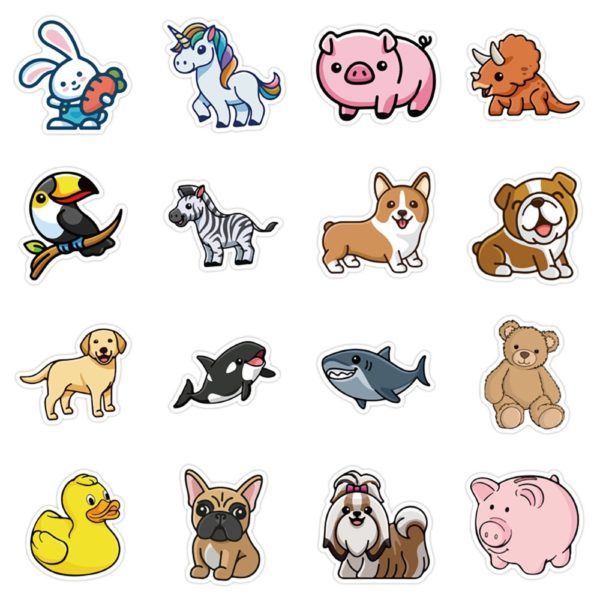 50PCS Kawaii Animal Cartoon Stickers Skateboard Fridge Phone Guitar Motorcycle Luggage Classic Toy Decal Sticker Fun for Kid Toy - Image 3