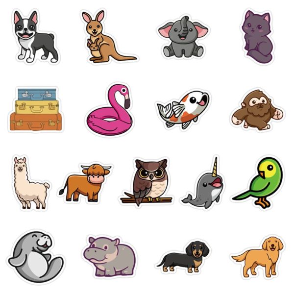 50PCS Kawaii Animal Cartoon Stickers Skateboard Fridge Phone Guitar Motorcycle Luggage Classic Toy Decal Sticker Fun for Kid Toy - Image 4