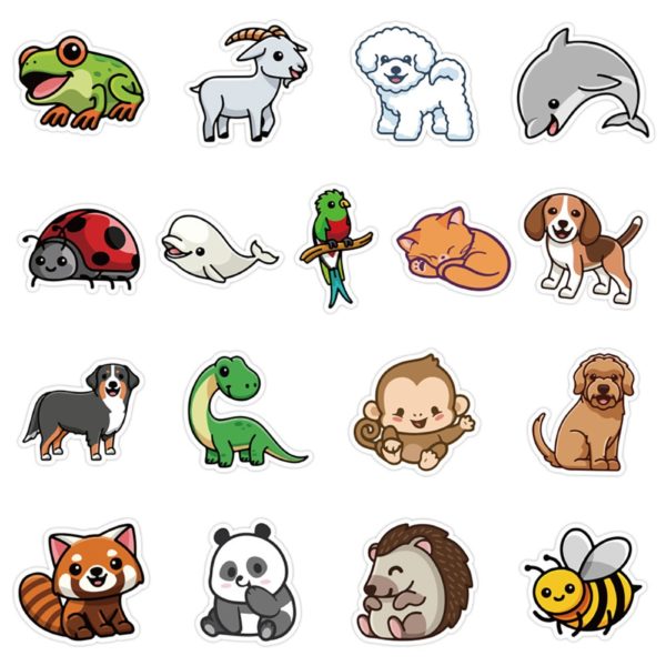 50PCS Kawaii Animal Cartoon Stickers Skateboard Fridge Phone Guitar Motorcycle Luggage Classic Toy Decal Sticker Fun for Kid Toy - Image 5