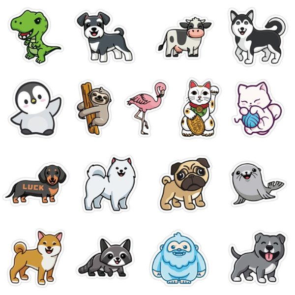 50PCS Kawaii Animal Cartoon Stickers Skateboard Fridge Phone Guitar Motorcycle Luggage Classic Toy Decal Sticker Fun for Kid Toy - Image 6