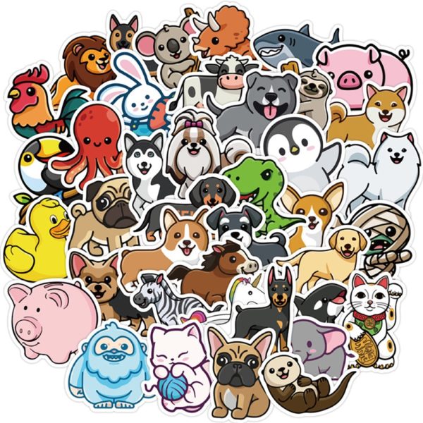 50PCS Kawaii Animal Cartoon Stickers Skateboard Fridge Phone Guitar Motorcycle Luggage Classic Toy Decal Sticker Fun for Kid Toy