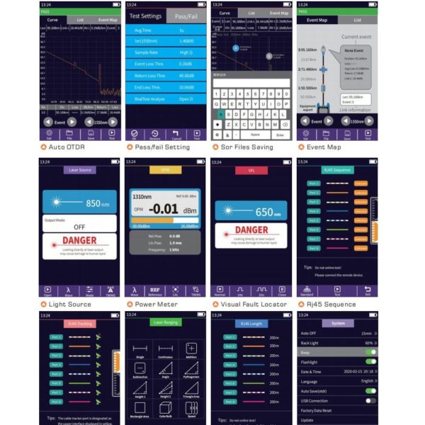 980EXP-D28 OTDR Reflectometer Mini Pro 1310nm 1550nm 28/26dB Fiber Optic Tester Instrument with OPM OLS VFL Touch Screen SC FC - Image 6