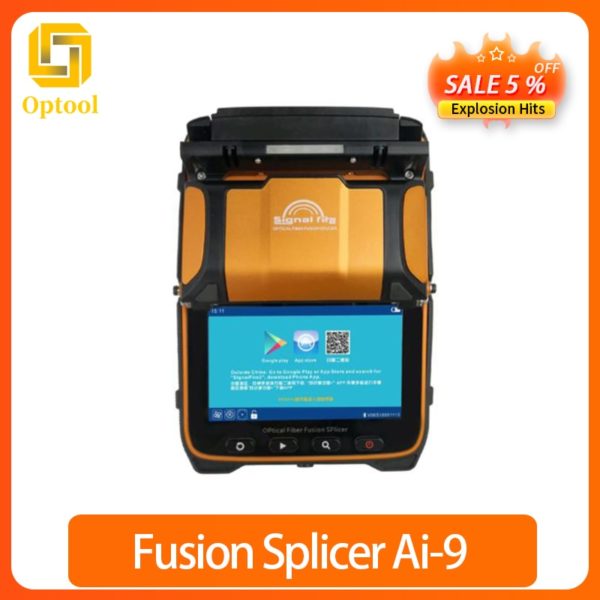 AI-9 Multi-language Intelligent FTTH VFL Six Motors Arc Signal Fire Ai-9 Fiber Optic Fusion Splicer welder with OPM VFL GIFT