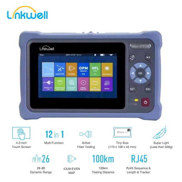 Active Fiber LIVE-IN Test MINI OTDR 1310nm 1550nm SM Optic Reflectometer Touch Screen VFL OLS OPM Event Map Ethernet Cable Test