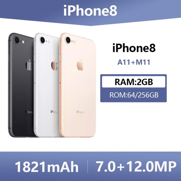 Apple Unlocked Used Original iPhone 8 Hexa Core Smartphones 2GB RAM 64GB/256GB ROM Fingerprint Cell Phones 4G LTE Mobile Phone