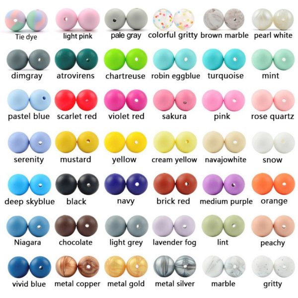 Baby Teethers 15mm 10pcs Silicone Beads Round Tie Dye Baby Teething Toddlers Toy Soft Chew Beads Food Grade Gift Pacifier Clip - Image 2