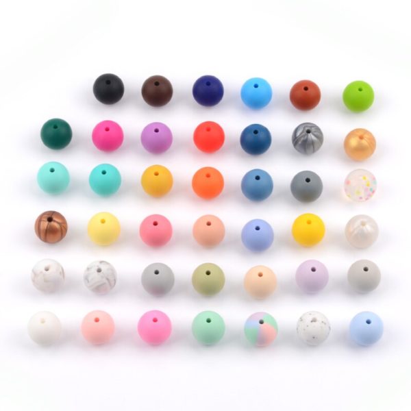 Baby Teethers 15mm 10pcs Silicone Beads Round Tie Dye Baby Teething Toddlers Toy Soft Chew Beads Food Grade Gift Pacifier Clip - Image 4