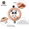 Baby Toys 1pc Silicone Beads Cartoon Rattle Teething Ring Of Beech Wood 0-12 Moths Children Christmas Gifts Stroller Let's Make - Image 5