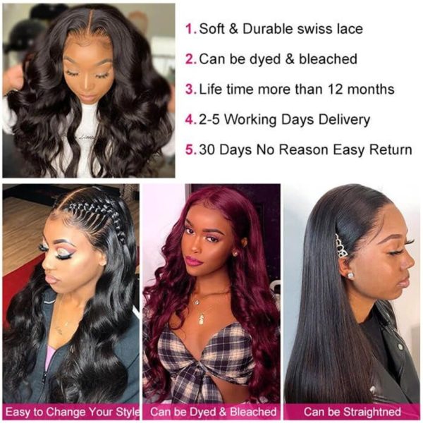 Body Wave Lace Front Wig Pre Plucked 4x4 Lace Closure Wig Human Hair Wigs Peruvian Body Wave Wig 13X4 30 inch Lace Front Wig 150 - Image 4