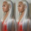Brazilian 13x4 Lace Front Human Hair Wigs Straight Grey Lace Front Wig Pre Plucked Silver Gray Long Inch Remy Hair Wigs 150% - Image 2