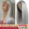 Brazilian 13x4 Lace Front Human Hair Wigs Straight Grey Lace Front Wig Pre Plucked Silver Gray Long Inch Remy Hair Wigs 150%