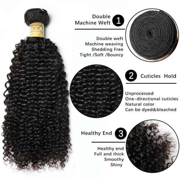 Brazilian Kinky Curly Human Hair Bundles Hair Extensions Htonicca 100% Remy Human Hair Weaves 3 and 4 Bundles Deals - Image 3