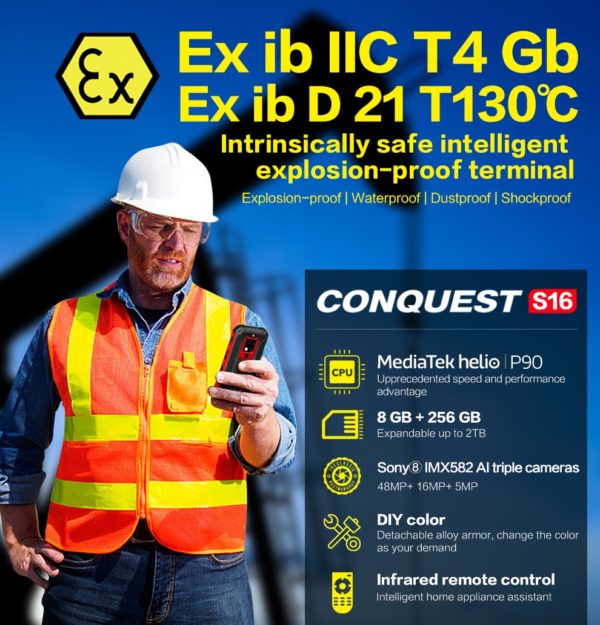 CONQUEST S16 ATEX Explosion-proof Android Phone Rugged IP68 Waterproof NFC Smartphones IP68 Celular Cell phone Unlocked - Image 2