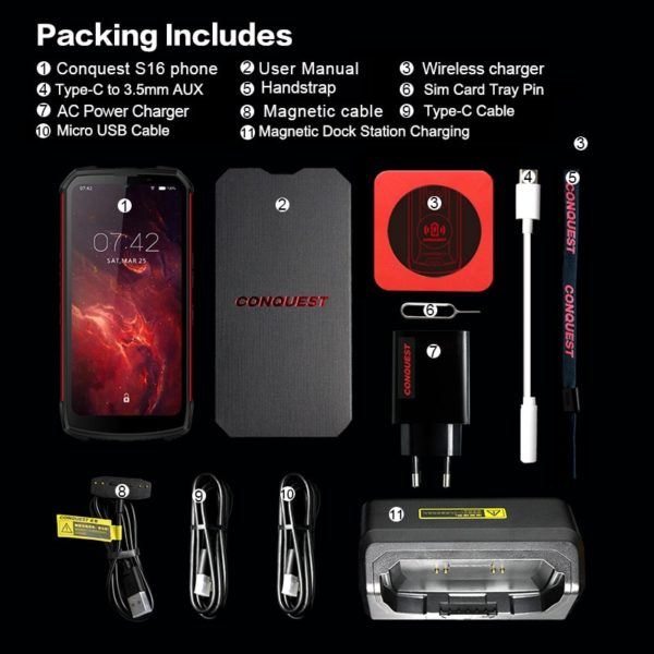 CONQUEST S16 ATEX Explosion-proof Android Phone Rugged IP68 Waterproof NFC Smartphones IP68 Celular Cell phone Unlocked - Image 6