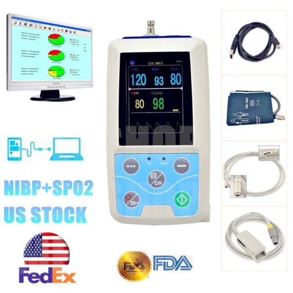 CONTEC PM50 Portable Blood Pressure NIBP/Spo2 Patient Monitor Cuff Probe NEW