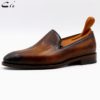 Cie Round Toe Laser Patina Brown Calf Leather Bespoke Leather Men Shoe Handmade Calf Leather Bottom Breathable Men's Loafer LO04 - Image 2