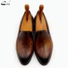 Cie Round Toe Laser Patina Brown Calf Leather Bespoke Leather Men Shoe Handmade Calf Leather Bottom Breathable Men's Loafer LO04 - Image 4