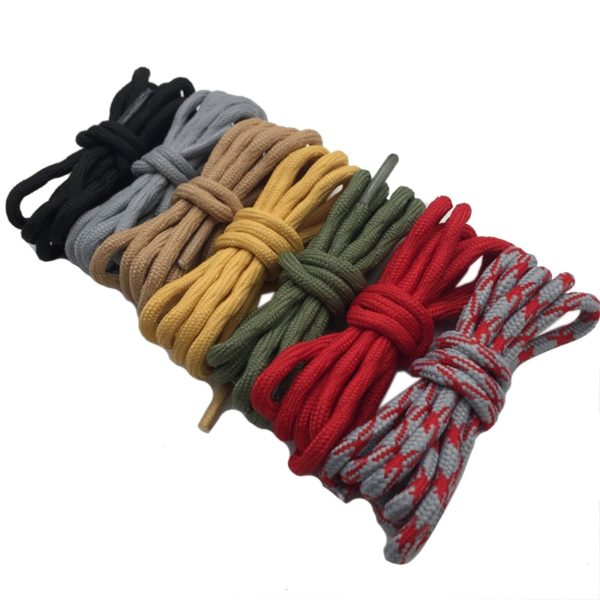 Coolstring Cool 4.5mm Wear Resistant Mountaineering Shoelaces Olivary Wave Round Sneakers Travel Shoes Laces For Martin Boots