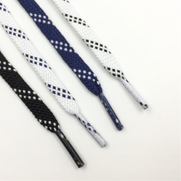 Coolstring Japanese Style Fashion Shoelaces 0.8 cm Flat Striped Polyester Shoe Lace Classical Leisure Fabric Boot Lace - Image 2