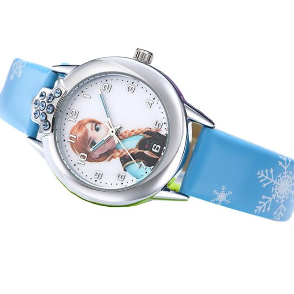 Disney Frozen Princess Pattern Children Watch Fashion Crystal Cartoon Leather Quartz Wristwatch for Girls Kids Toy Gift - Image 4