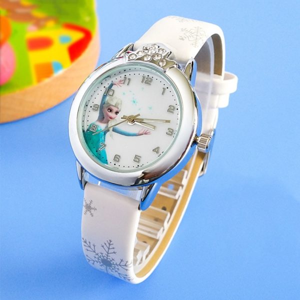 Disney Frozen Princess Pattern Children Watch Fashion Crystal Cartoon Leather Quartz Wristwatch for Girls Kids Toy Gift - Image 5