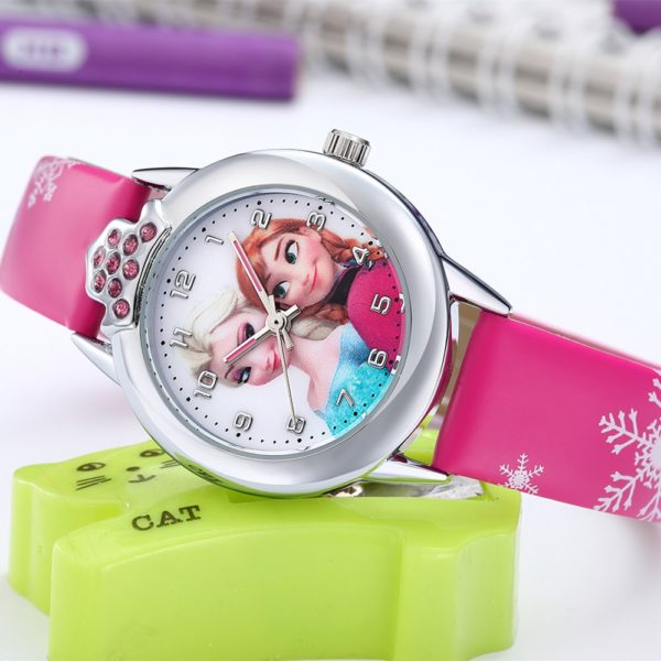 Disney Frozen Princess Pattern Children Watch Fashion Crystal Cartoon Leather Quartz Wristwatch for Girls Kids Toy Gift - Image 6