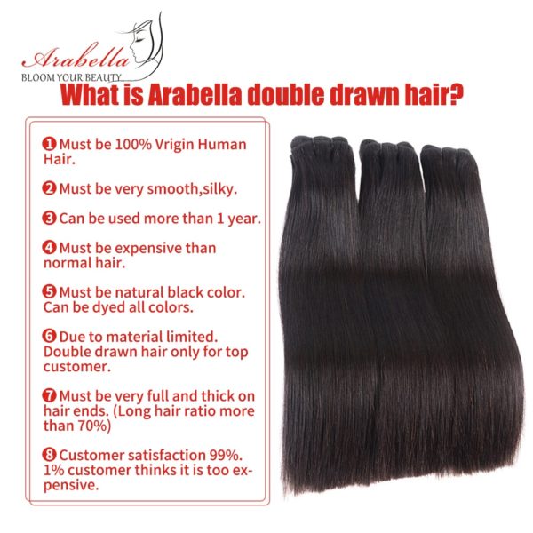 Double Drawn Bone Straight Hair Weave Bundles Vrigin Hair Extension Natural Color Thick Ends Hair Bundles Arabella Hair Bundles - Image 3