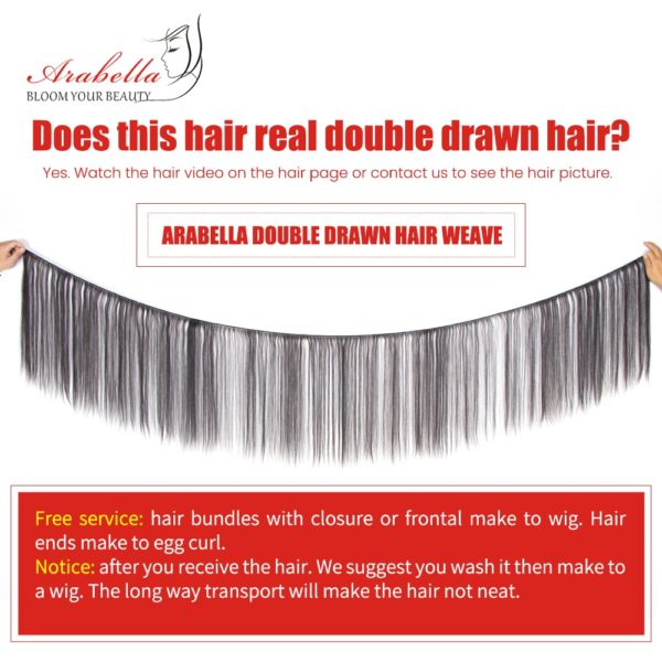 Double Drawn Bone Straight Hair Weave Bundles Vrigin Hair Extension Natural Color Thick Ends Hair Bundles Arabella Hair Bundles - Image 5